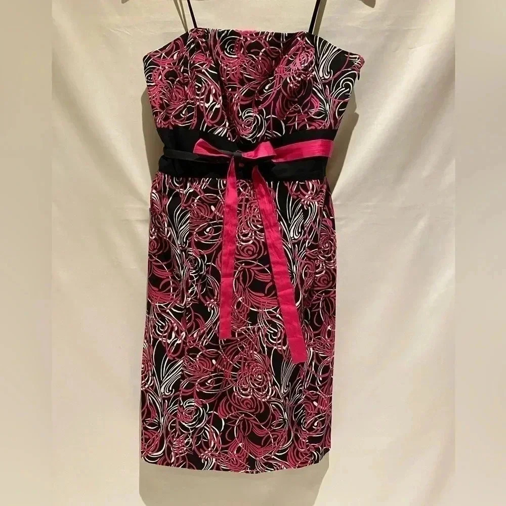 Ann Taylor LOFT Black and Hot Pink Strapless Dress, size 10